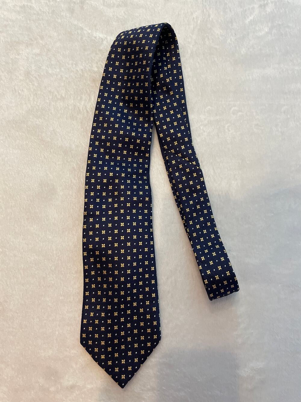 CHAPS 100% Silk Navy Blue Textured Necktie 63” Business Executive Tie Cravate